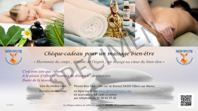 Chèque cadeau Massage bien être (1h)